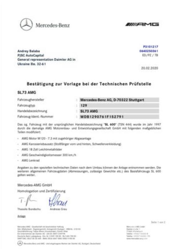 Продажа коллекционного Mercedes-Benz SL 73 AMG AT R129 '1997 в Киеве